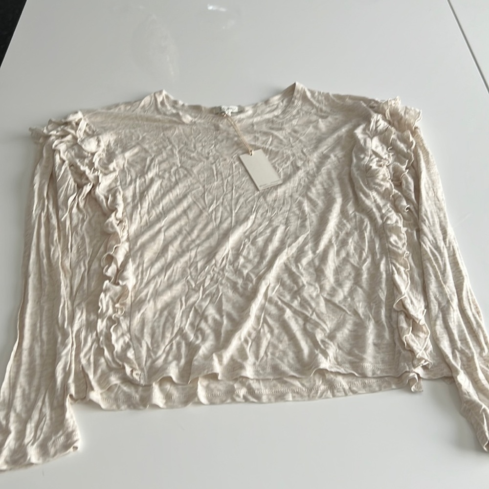 Z supply cream ruffle top